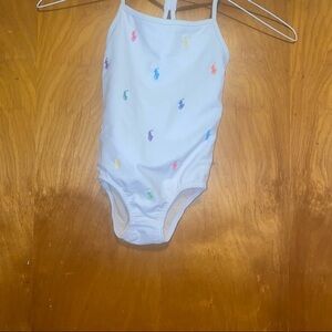 Girls Ralph Lauren polo pony all over  1 piece swimsuit bathing suit size 2T